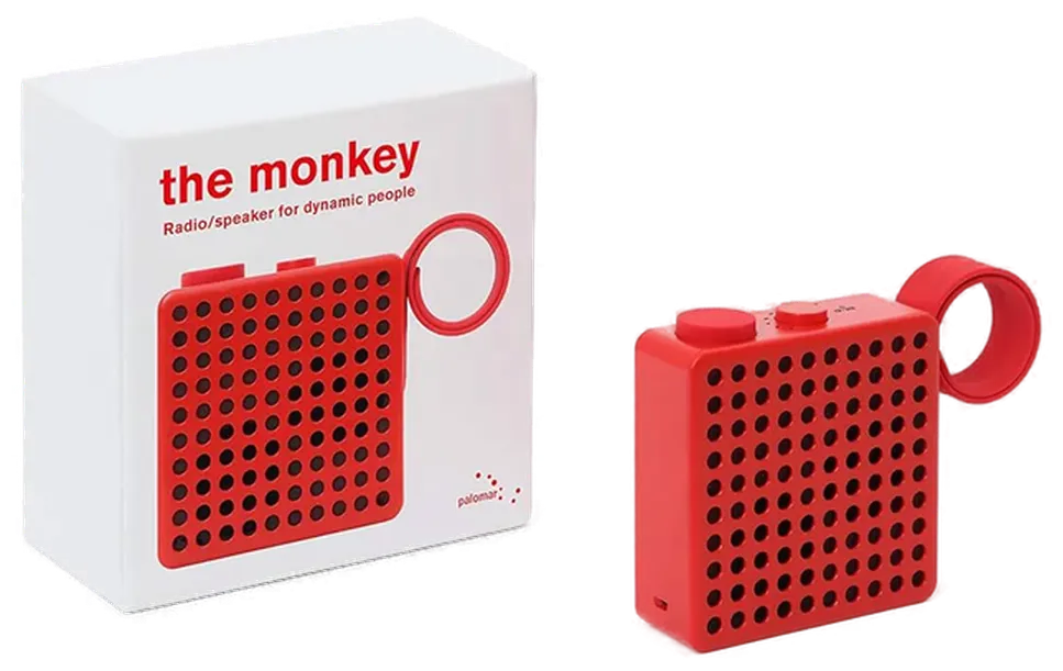 Palomar The Monkey Bluetooth & FM-Radio Lautsprecher | Wasserdicht | Rot | 3W | Design Award 2018 – Bild 2