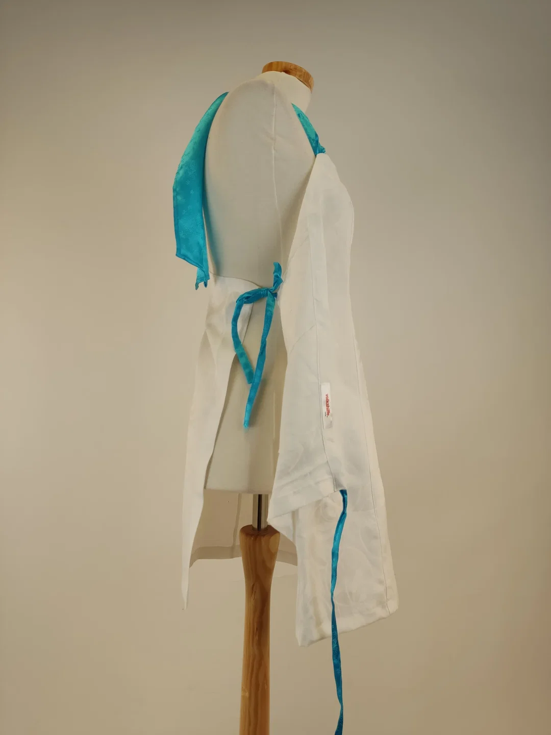 Kochschürze Stoff, weiß mit blau Größe 36-38 – Bild 4