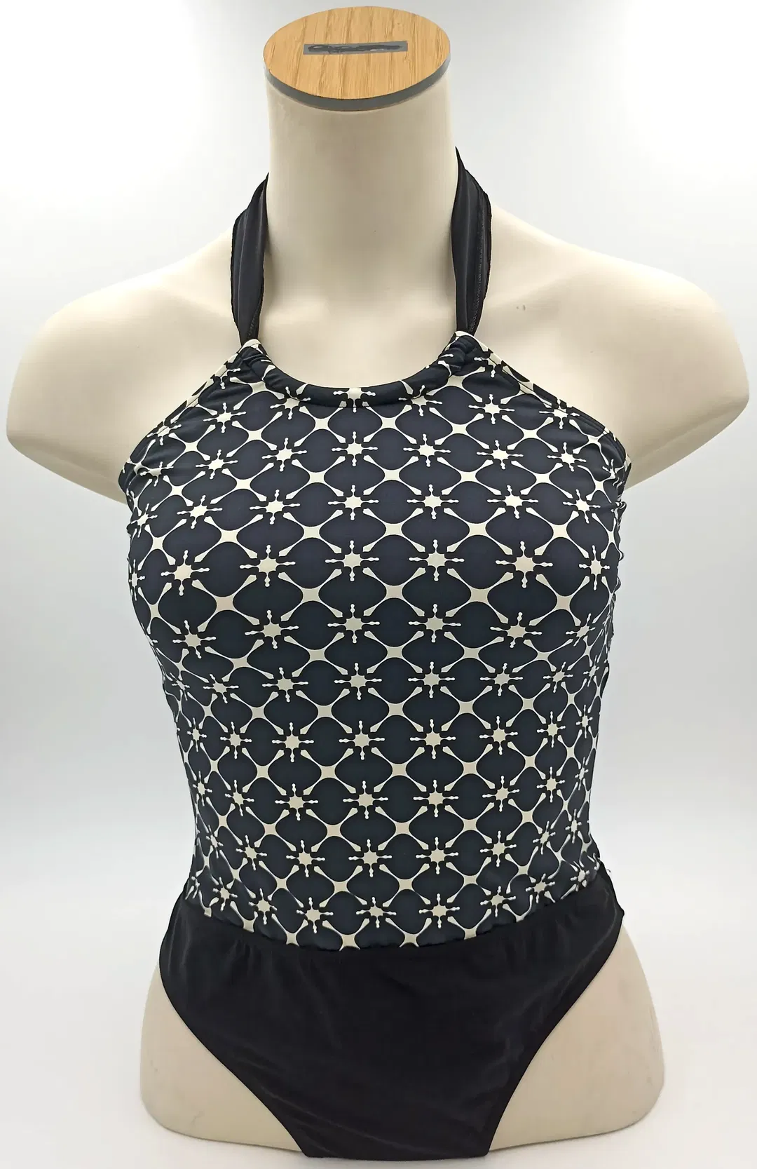 Lahco Neckholder-Badeanzug schwarz/weiß mit Blumenmuster Gr. 38 - Bild 1