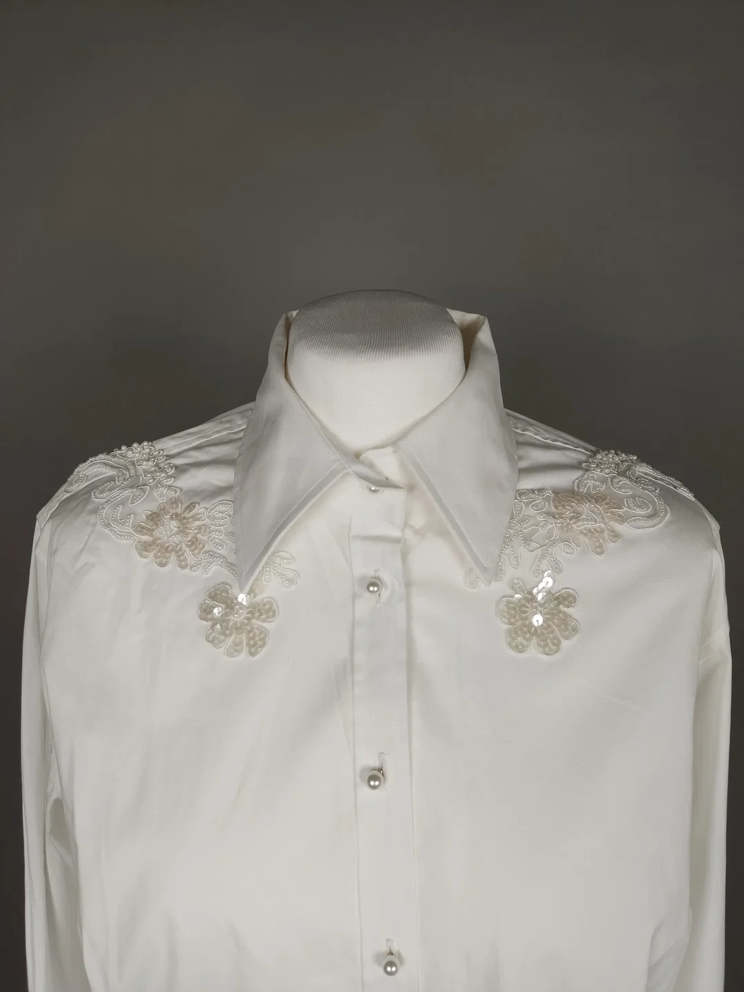 van Laack Damen Bluse weiß bestickt - L / 40 – Bild 4