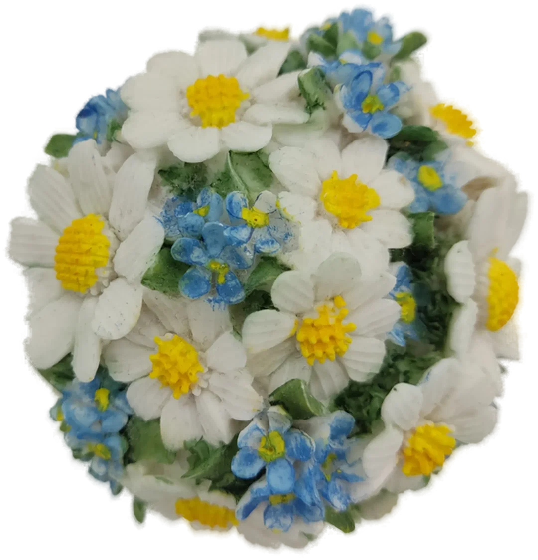 Decko "Miniblumenvase mit Blumenstrauß - Margeriten und Vergissmeinnicht", weiß/bunt, Größe ca. 12 x 8 cm – Bild 3