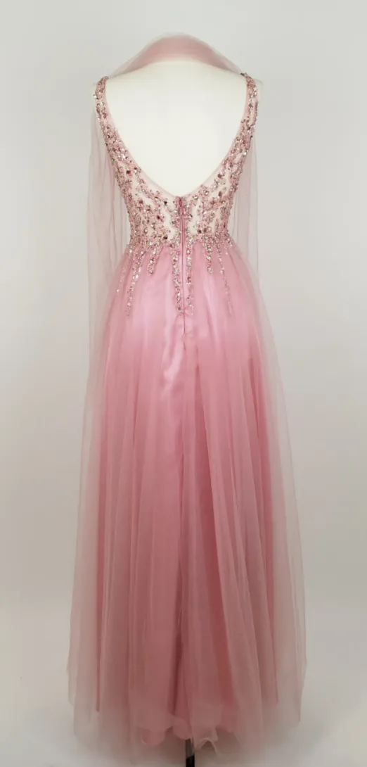 Mascara Ballkleid Rosa mit Steinen inkl. Schal - EU 34 / 100% Polyester – Bild 2
