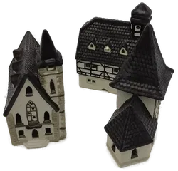 Sinowai Reg Keramik Miniatur Dorf 5 Gebäude mit 10 Figuren und 2 Laternen mit Batteriebox /Weihnachtsdorf - Bild 5