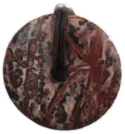 Schmuck, Kette, Donutanhänger Leoparden Jaspis mit Lederschnur, 4cm