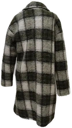 LCW Casual Outerware Damenmantel mit Wollanteil in olivgrün-weiß kariert, Größe 38 - Bild 2