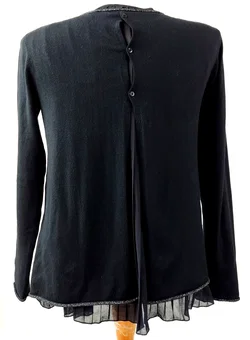 Marinello Damen Pullover mit Stoff Zusatz schwarz Gr.M – Vorschau 2