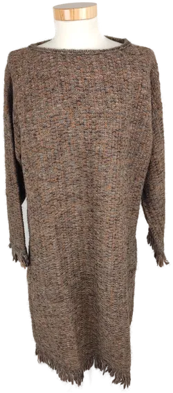 Strickkleid dreiviertelarm mit Rundhalsausschnitt, braun/schwarz meliert mit Taschen, Größe 38 (geschätzt) - Bild 1