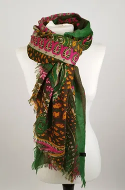 Bemusterter Schal - ca. 180cm lang - 100% Viskose - Bild 2