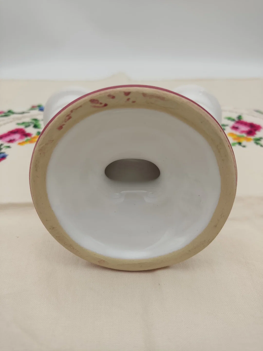 Doppelkerzenständer aus Keramik mit Blumendekor, handarbeit, neuwertig Höhe 10,5cm – Bild 5