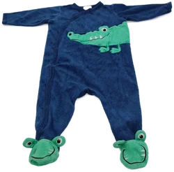 H&M Baby Jungen Pyjama, blau/grün, Größe 62, Frottee, mit Druckknöpfen – Vorschau 1