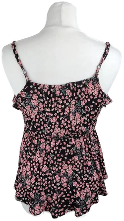 Geblümtes Damen-Top S/36 Schwarz-Rosa | Sommerlaune – Vorschau 3