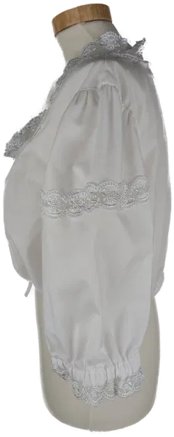 Dirndlbluse 'Emilia Lay', weiß mit Rüschen, Größe 46 - Bild 2