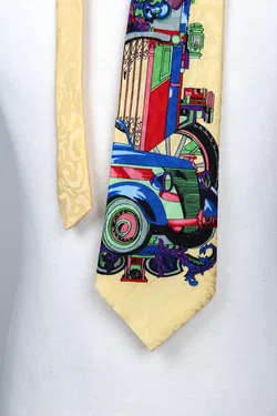 Seidenkrawatte Oldtimer-Klassik-Auto, gelb - Bild 2