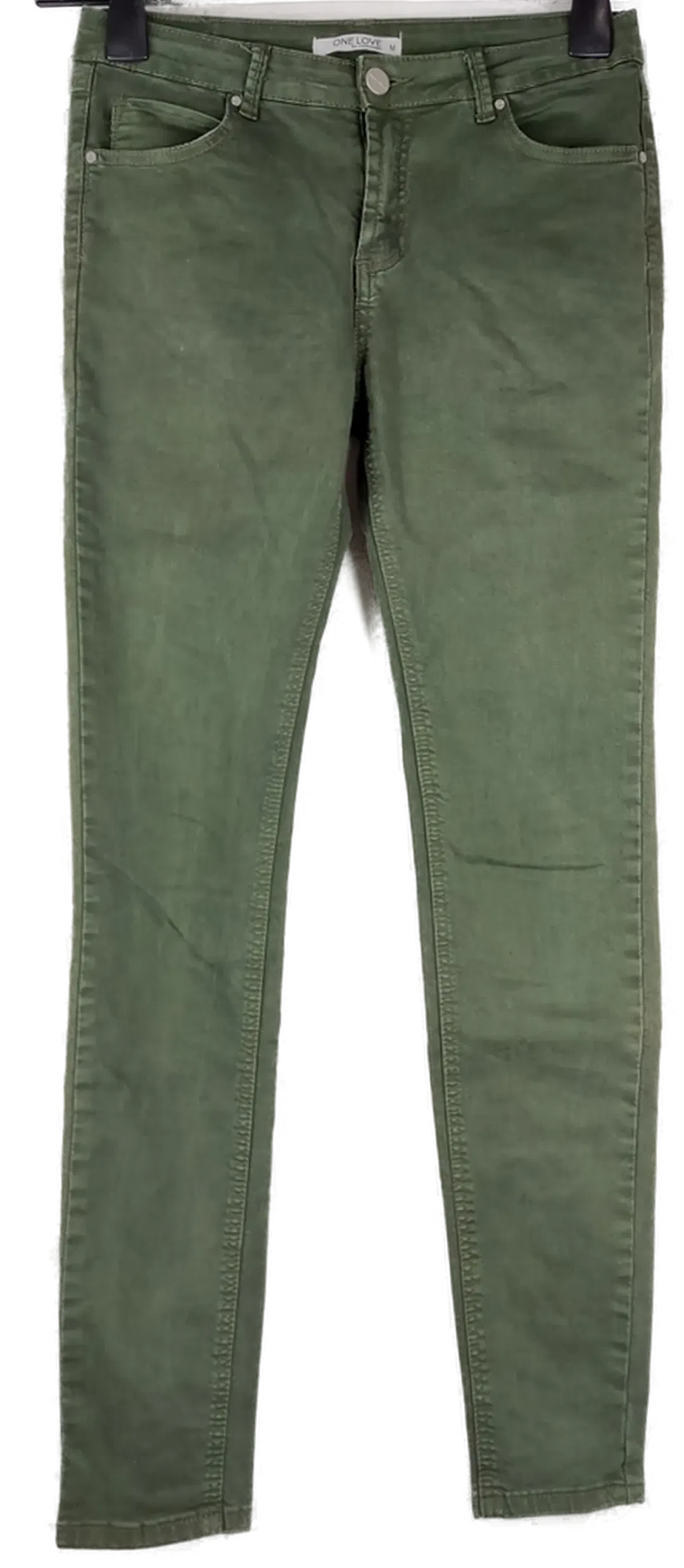 Jeans 'One Love', lang mit Taschen, dunkelgrün, Größe M - Bild 1