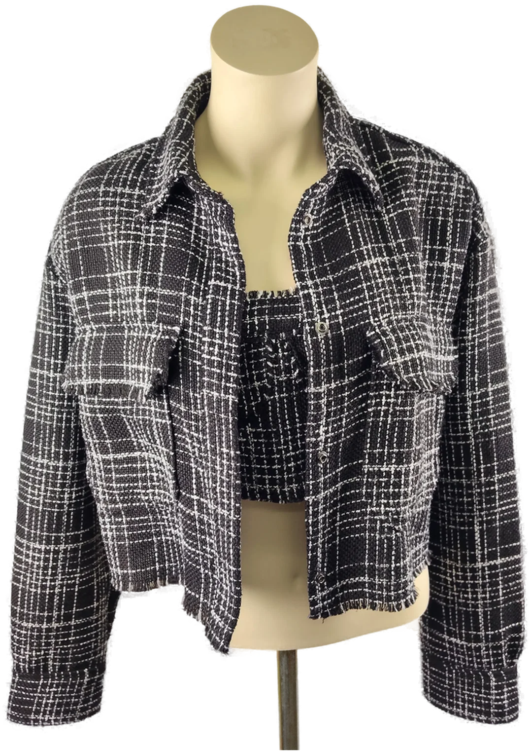 H&M Damenblazer Mit Top Schwarz-Weiß | Retro-Chic – Bild 1