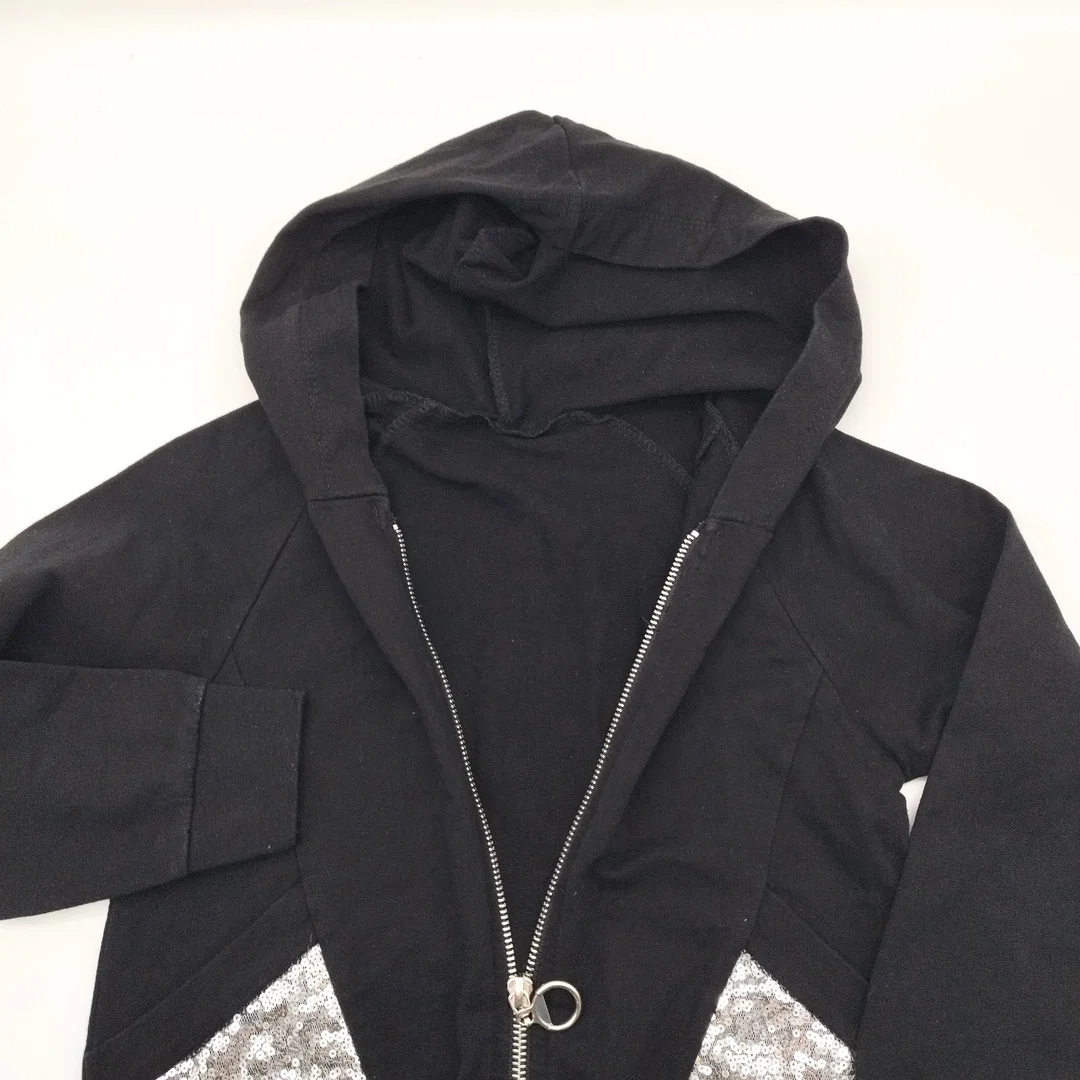 Kinder, Kapuzen Sweatjacke, schwarz  – Bild 3