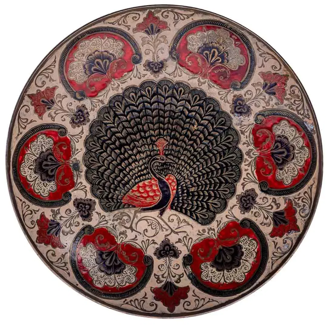 Deko Teller aus Metall mit Pfauenmotiv, ⌀ 14 cm - Bild 4