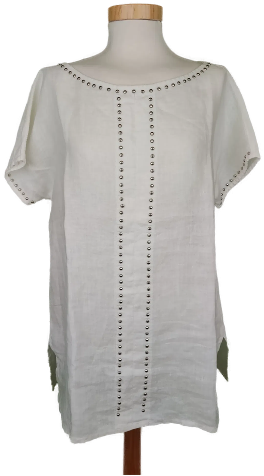 La Fabbrica Del Lino Damen T-Shirt weiß - 38/M - Bild 4