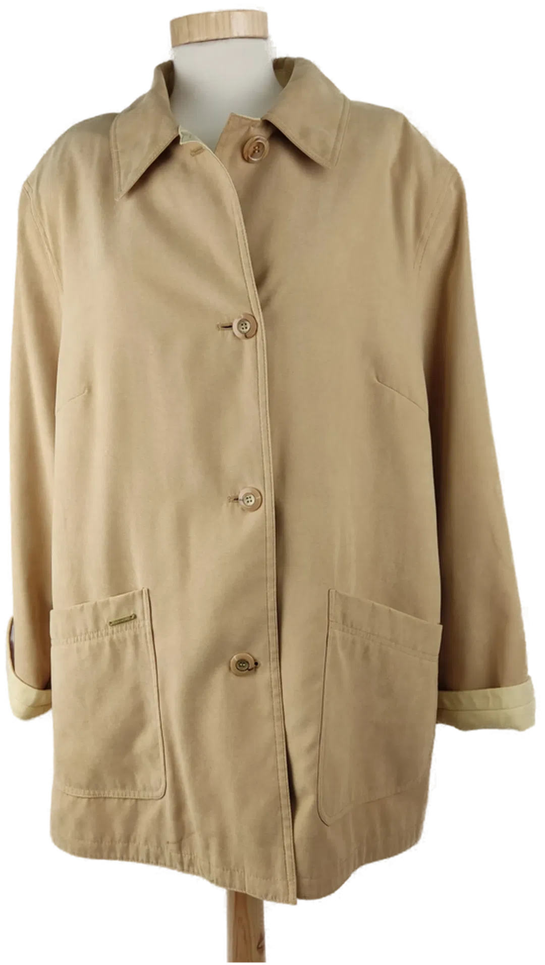 Jacke langarm mit Kragen, sandfarben mit Taschen, Größe 46 - Bild 1