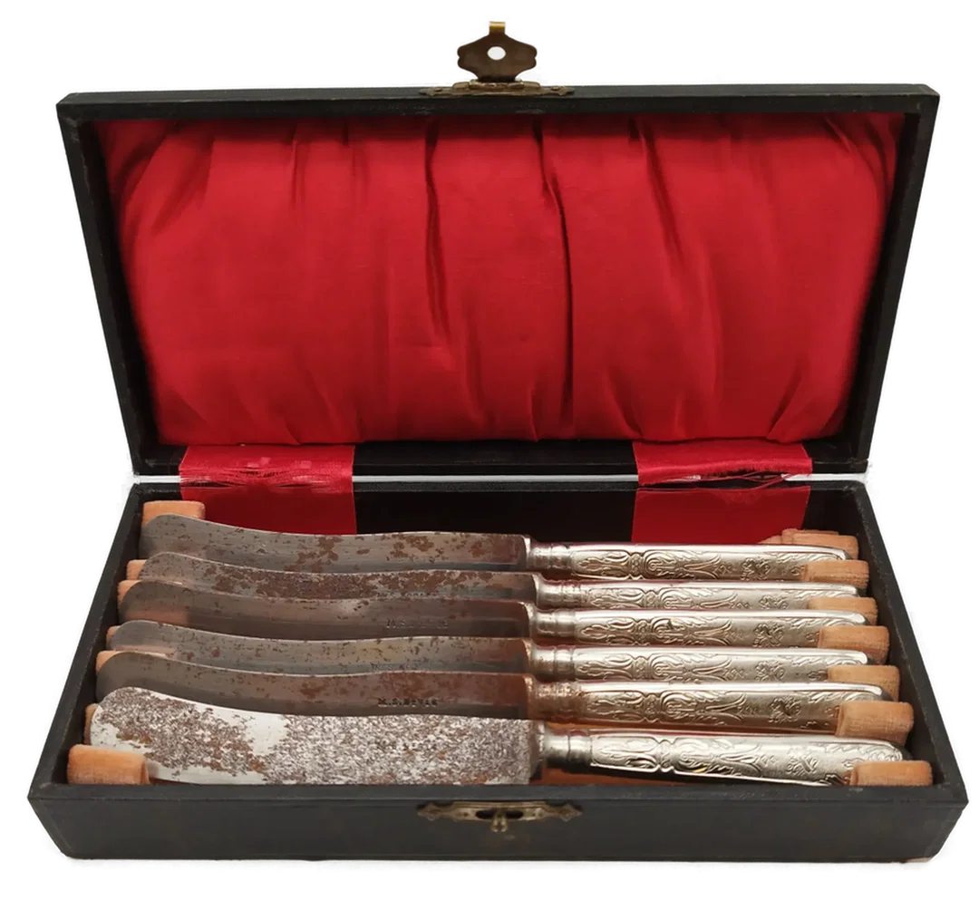 Antikes Messer Set - 6-teilig / silber-farbig - Bild 1