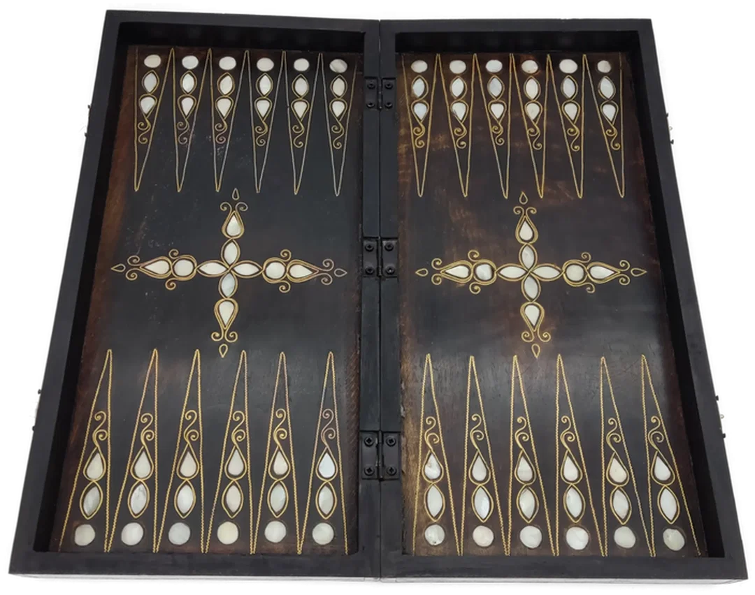 Backgammon Sonstige Messing/Perlmutt (1 Stein fehlt) | Vintage-Charme – Bild 8