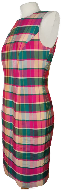 Seiden-Etuikleid Tartan-Karo | Eleganter Vintage-Charme - Bild 4