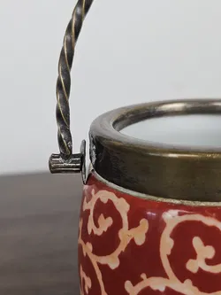 Vintage Porzellangefäß mit Metallgriff - Höhe inkl. Griff ca. 16 cm  - Bild 5