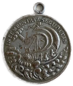 Rarität. silberne Medaille, Heiliger Georg tötet Drachen, Rückseite Schiff - Sammlerstück - Bild 2