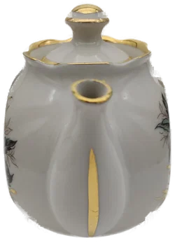Porzellan-Teekanne mit Blumenmotiv und Gold aus Kiew | Ukrainischer Sammlerstück – Vorschau 3