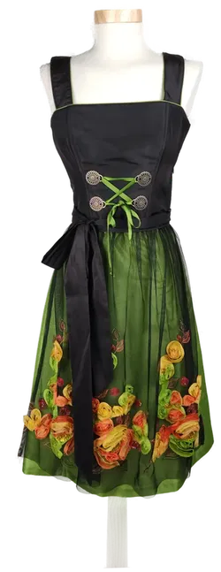 Hiebaum Damen Trachten-Zweiteiler schwarz/grün - XS/34 - Bild 2