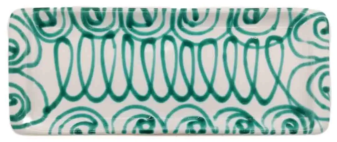 Gmundner Keramik grün geflammt Servierplatte, rechteckig 40 x 15 cm - Bild 1
