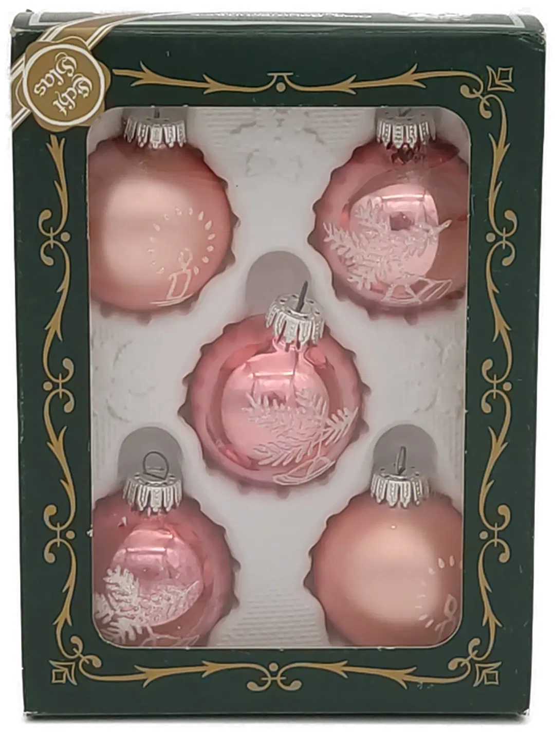 Christbaumschmuck aus Glas mit Verzierung in rosa - Bild 1