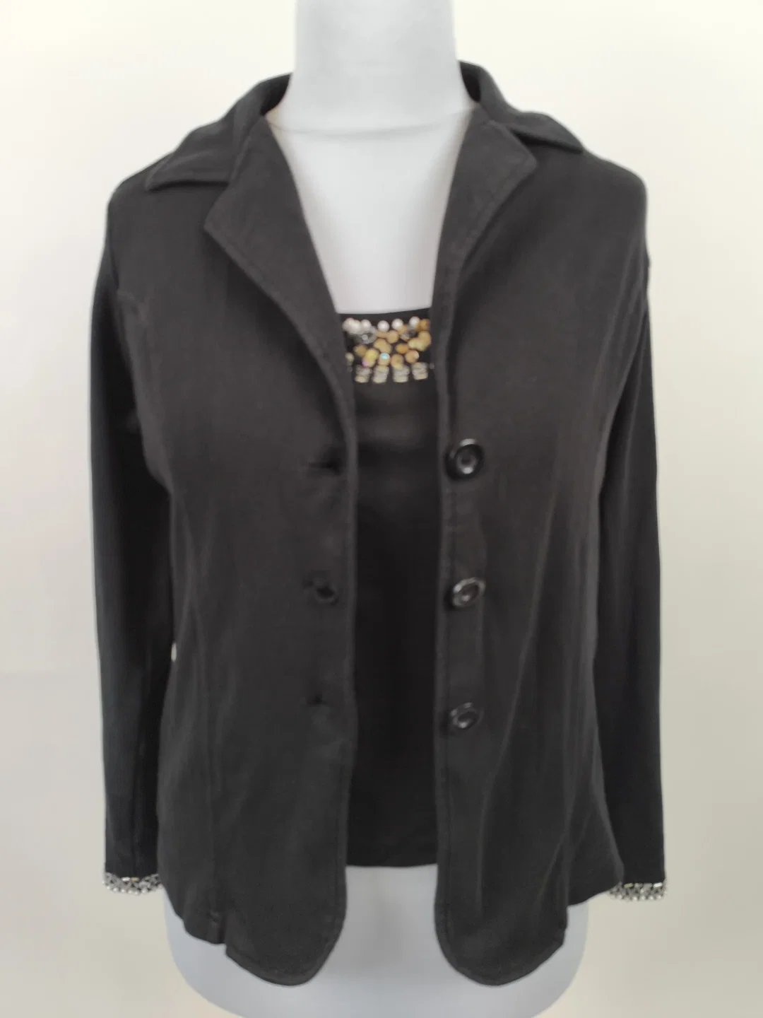 Heine, Perlentop und Jacke, Damen, Gr. 42, Zweiteiler, schwarz - Bild 4