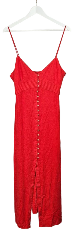 ZARA Damen Leinenkleid, rot - Gr. L - Bild 1