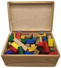 Bauklötze Holz, Bausteine gemischt - mit Holzkiste - Bild 1