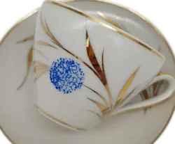 Espressoset aus Porzellan – Tasse mit Unterteller, Graf von Henneberg, Ilmenau, gebraucht mit Schönheitsfehler - Bild 2