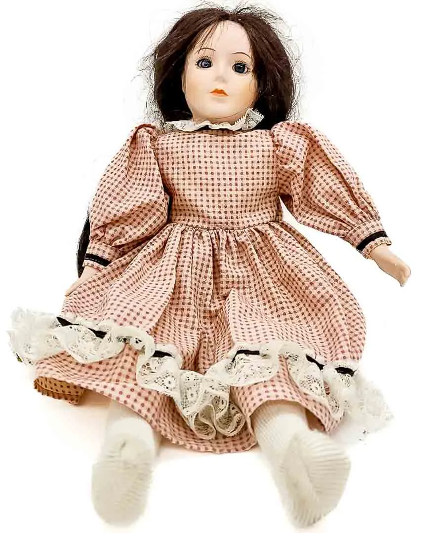 Vintage Porzellanpuppe mit Stoffkörper ca 38cm - Bild 1