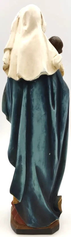 Vintage traditionelle Muttergottes Statue mit Jesukind – handgefertigt aus Holz – Vorschau 3