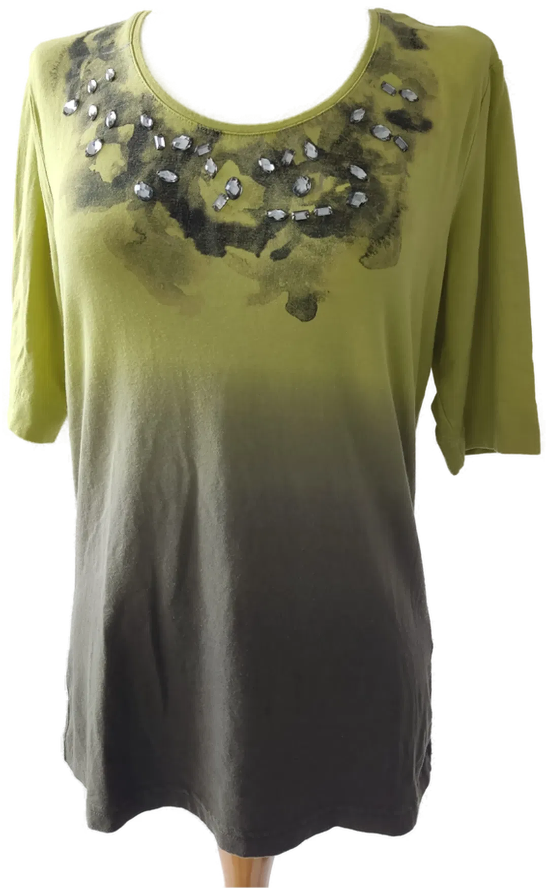 FRANK WALDER Damen Shirt mit Strass, grün - Gr. 38 - Bild 1