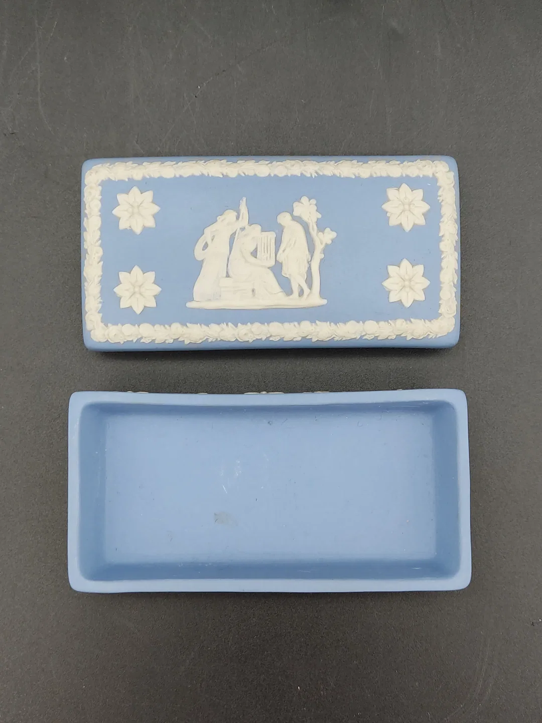 3er Set - Vintage Wedgwood Jasperware Schmuckdosen - blau/weiß – Bild 6