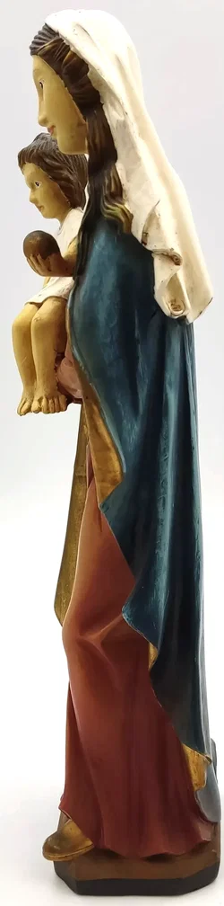 Vintage traditionelle Muttergottes Statue mit Jesukind – handgefertigt aus Holz - Bild 2