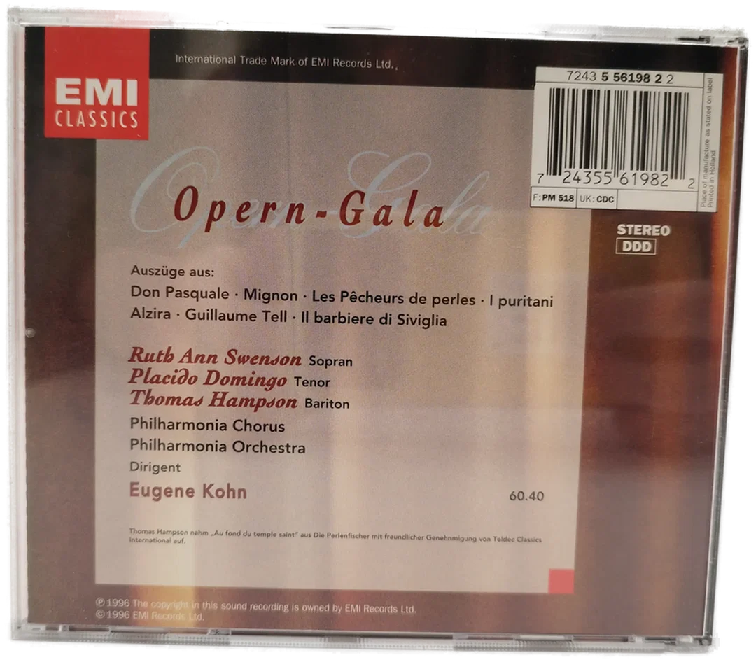 Domingo, Swenson, Hampson, "Opern-Gala" CD - Philharmonia Chorus & Orchestra – Bild 2