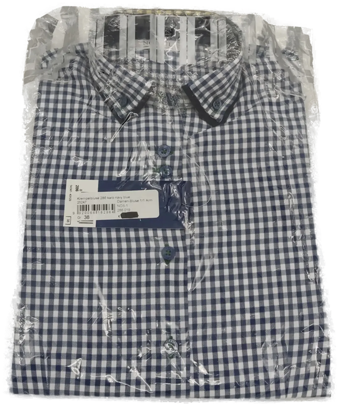 Norvil Krempelbluse 286 karo navy blue Gr. 38 - Bild 1