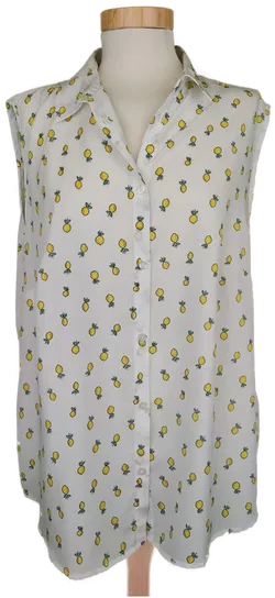 Aproductz Damen Top weiß gemustert mit Zitronen - L/44 - Bild 1