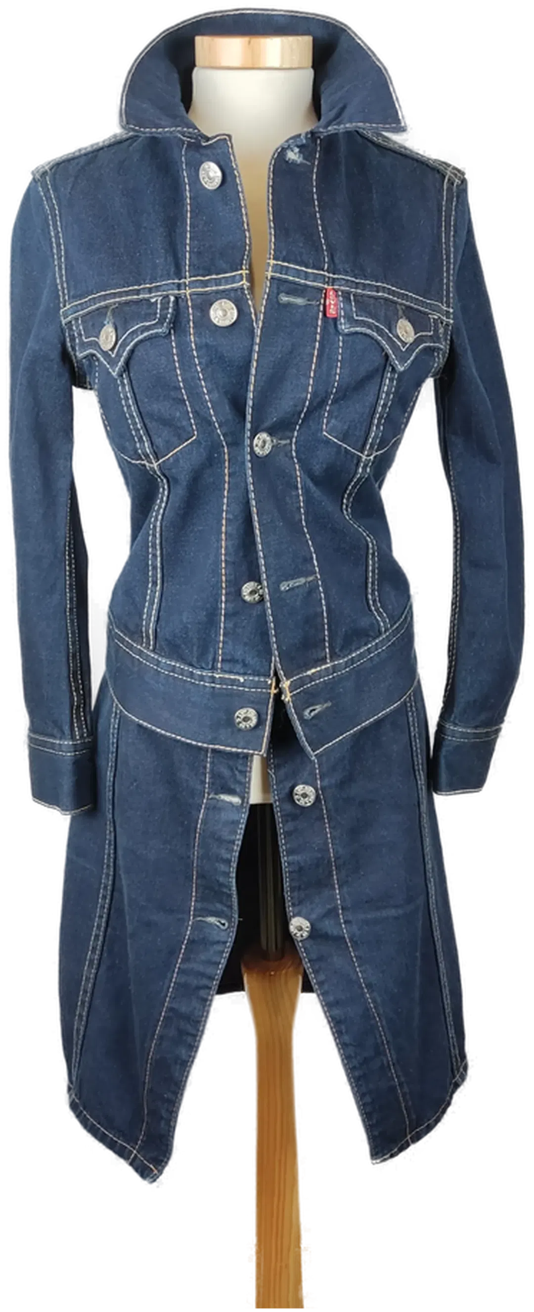 Levi's Type1 Jeanskleid Ärmellos mit passender Denim Truckerjacke dunkelblau - XS/34 - Bild 1