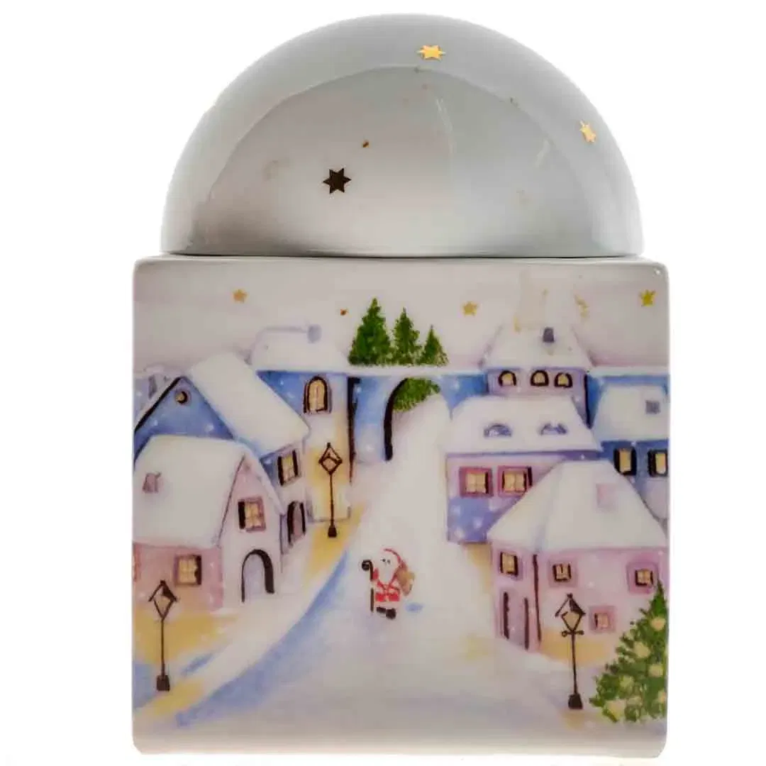 Arzberg Porzellan-Dose Winterdorf, 8×8×11 cm, mit Kuppel-Deckel - Bild 1