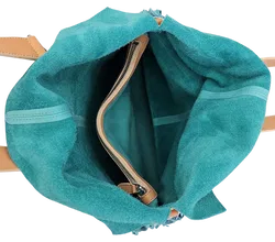Max V. Koenig Damen Handtasche mit Fransen, türkis/beige - Höhe ca. 37 cm  - Bild 4