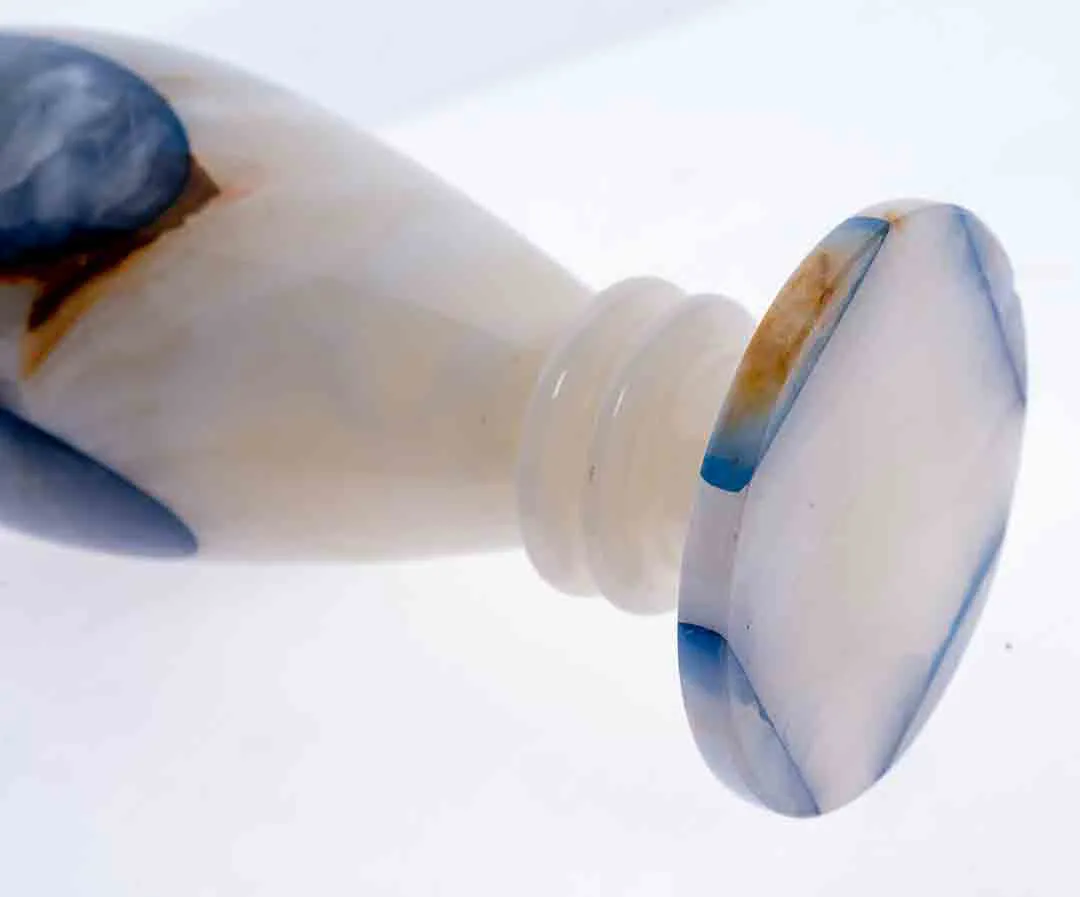 Dekorative Vase in milchweiß-blau-braun, Höhe 30cm – Bild 3