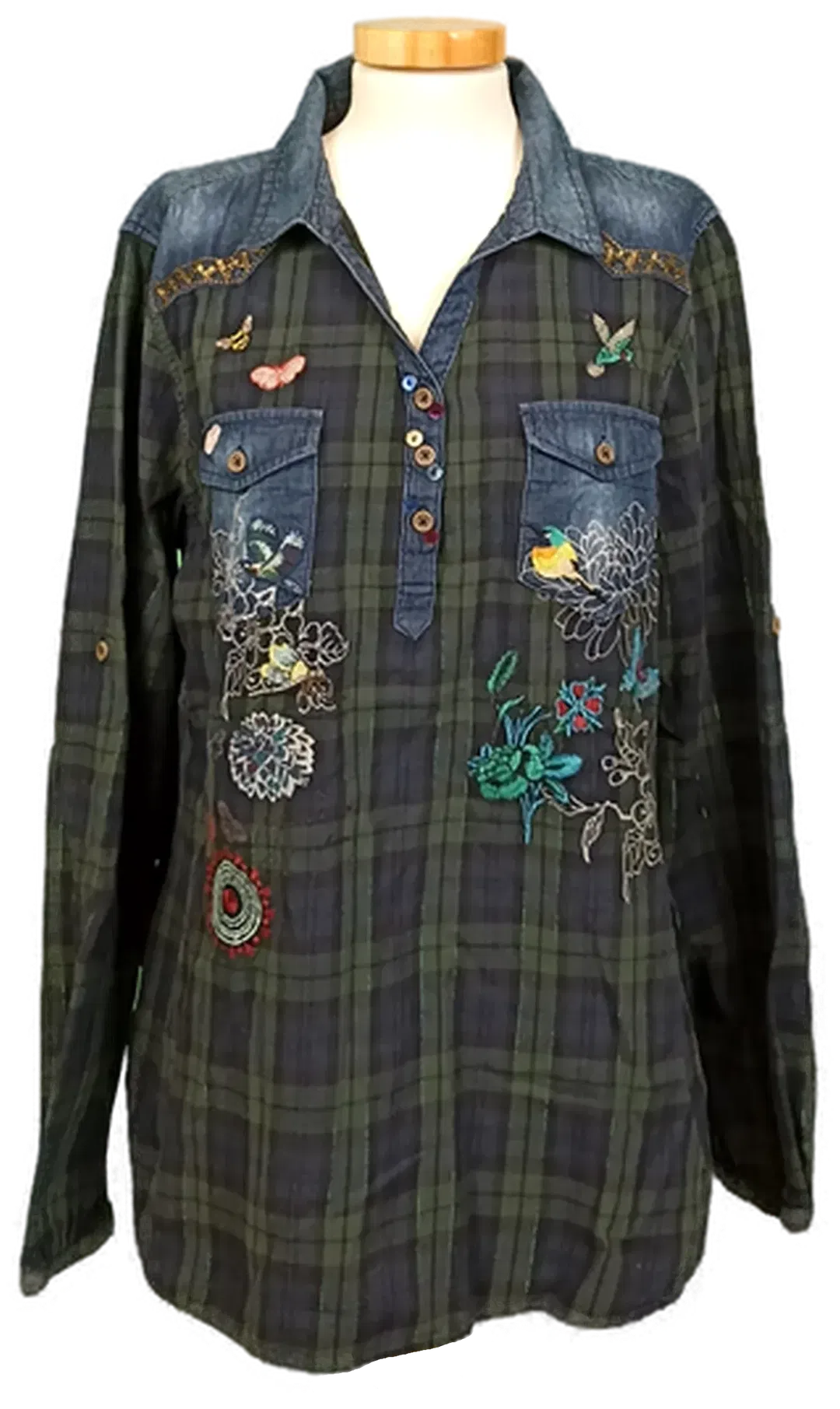 Desigual Damen Bluse blau/grün gemustert Gr. XXL - Bild 4