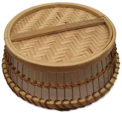 Runder Brotkorb, Dekokorb aus Bambus und Rattan, 24 cm – Vorschau 3